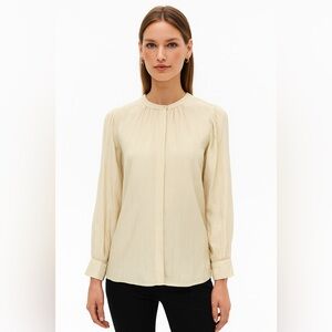 Treasure & Bond Loose Fit Blouse pinstripe gold grid pattern Womens M